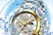 LIGE Watch LG8912 Luxury Ladies Watch Women Waterproof Rose Gold Steel Strap GOLD WHITE