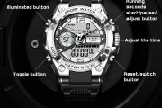 LIGE Sport Watch LG8922 Men Quartz Digital Analogue Waterproof Military Watch Gold