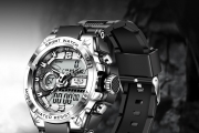 LIGE Sport Watch LG8922 Men Quartz Digital Analogue Waterproof Military Watch Gold