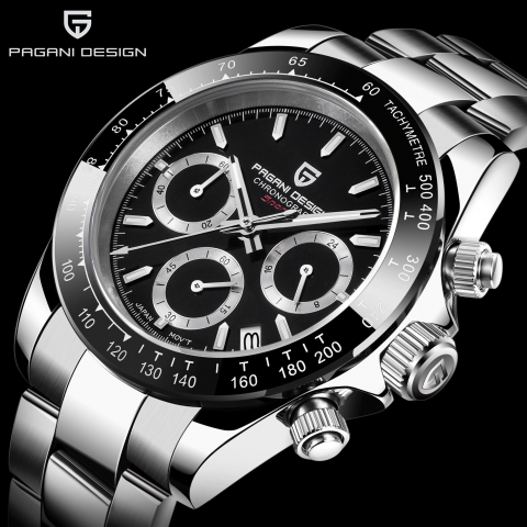 Pagani Design PD-1644 Daytona Top Brand Luxury Watch Men Chronograph New Hot Men's Watches Quartz Business watch Mens Watches - BLACK