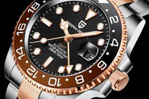 Pagani Design PD-1662 Men's Luminous GMT Mechanical Watch Luxury Daydate Stainless Steel Waterproof Automatic Wristwatch ROSE GOLD